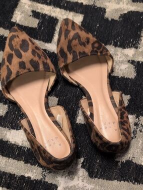 a new day Leopard Print Pointed Toe D'Orsay Flats - Brown